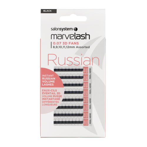 Marvelash - Russian B Curl 3D Fan Lashes 0.07 Assorted Black (Approx. 110)