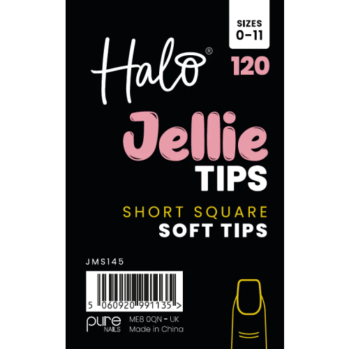 Halo Jellie Nail Tips Short Square 120 Pack (Size 0-11)