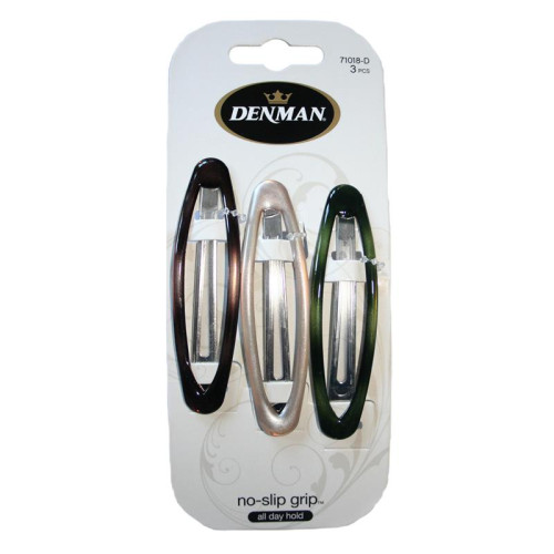 Denman - 8Mm No Damage Oval Hair Clips 3Pk